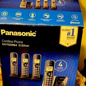 A land line phone 1 base and 3 phones put wherever you choose.